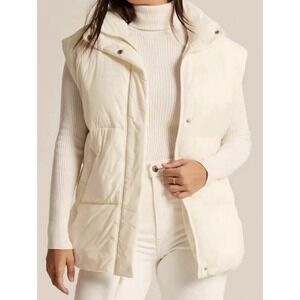Abercrombie & Fitch Oversized Quilted Puffer Vest, White, Size XS Fall/Winter